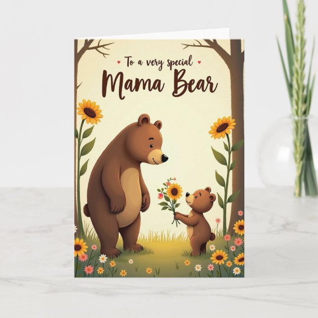 Mama Bear Sunflower Love Card (Front)