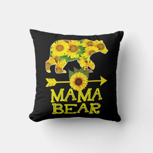 Mama Bear Sunflower Mother Father Gifts  Throw Pillow
