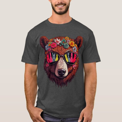 Mama Bear Sunglasses Flower Headband Bandana Groov T_Shirt