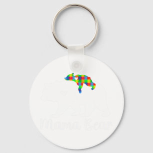 Mama Bear Support Autism Awareness Month Family Ma Keychain