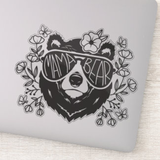 Mama Bear Surrounded By Butterflies And Flowers Sticker