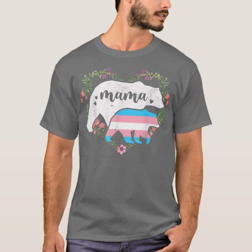 Mama Bear Transgender Trans Pride Flag Transeual L T_Shirt