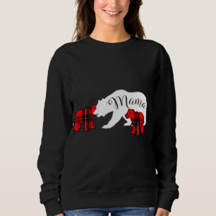 Mama Bear Two Cubs Red Plaid Mom Christmas Pajama Sweatshirt