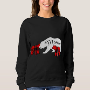 Mama Bear Two Cubs Red Plaid Mom Christmas Pajama Sweatshirt