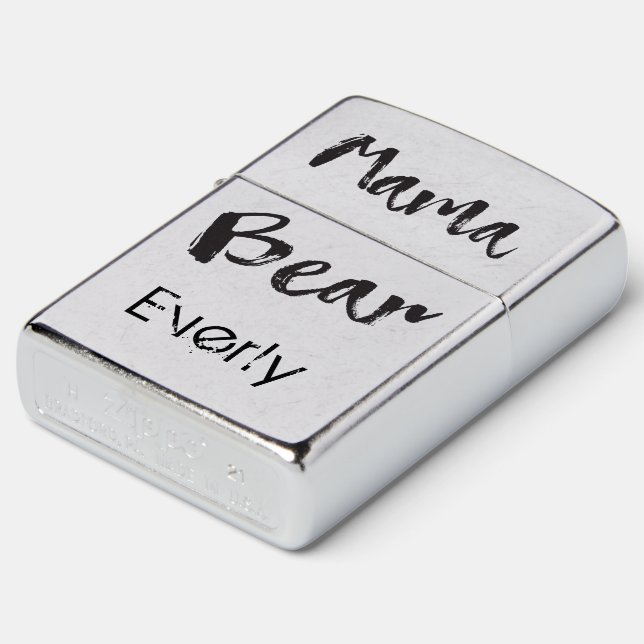 Mama Bear Typography Zippo Lighter (Angled)
