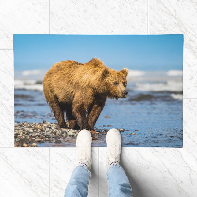 Mama bear watching her two kids doormat (Indoor)