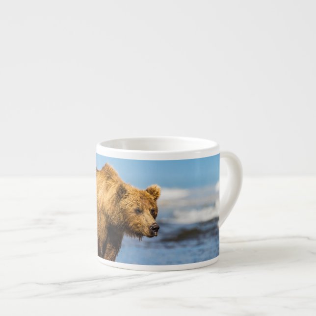 Mama bear watching her two kids espresso cup (Front Right)