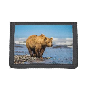 Mama bear watching her two kids trifold wallet