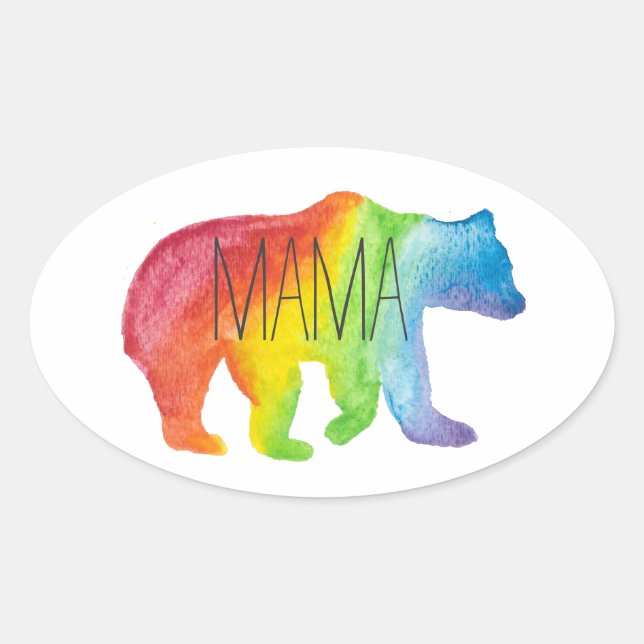 Mama Bear Watercolor Family Pride Sticker (Front)