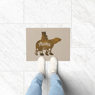 Mama Bear With 1 Cub Riding On Mama's Back Doormat