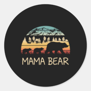 Mama Bear With 2 Cubs Classic Round Sticker
