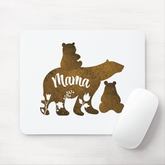 Mama Bear With 2 Cubs Mom of Two Mouse Pad (With Mouse)