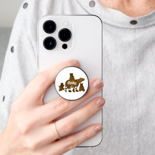 Mama Bear With 3 Baby Bear Cubs Following Mama PopSocket