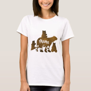 Mama Bear With 3 Baby Bear Cubs Following Mama T-Shirt