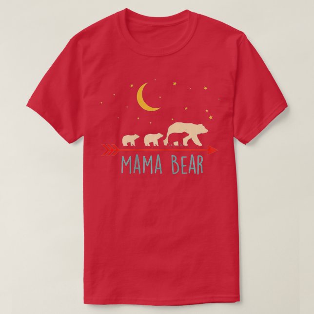 Mama Bear with 3 Cubs  Triple Blessed Mama Bear  T-Shirt (Design Front)