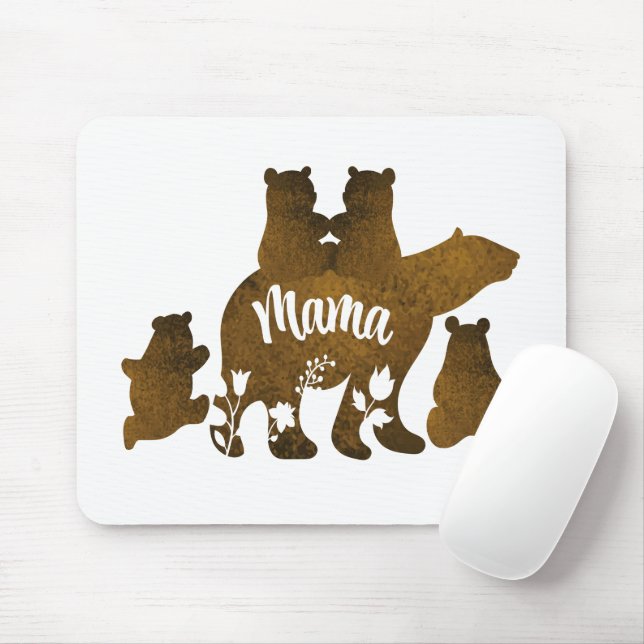 Mama Bear With 4 Cubs Mom of Four Children Gift Mouse Pad (With Mouse)