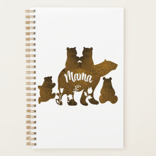 Mama Bear With 4 Cubs Mom of Four Children Gift Planner