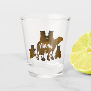 Mama Bear With 4 Cubs Mom of Four Children Gift Shot Glass