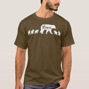 Mama Bear With 5 Five Cubs Mom Mother Fun Gift T-Shirt