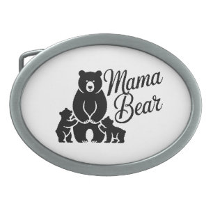 Mama Bear with Cubs Cute Family Bear Belt Buckle