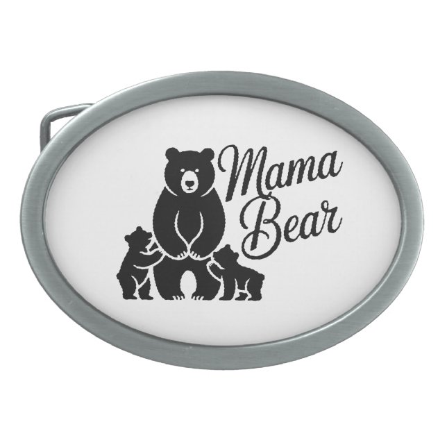 Mama Bear with Cubs Cute Family Bear Belt Buckle (Front)