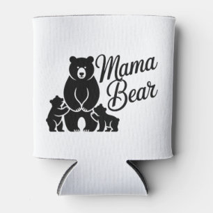 Mama Bear with Cubs Cute Family Bear Can Cooler