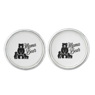 Mama Bear with Cubs Cute Family Bear Cufflinks