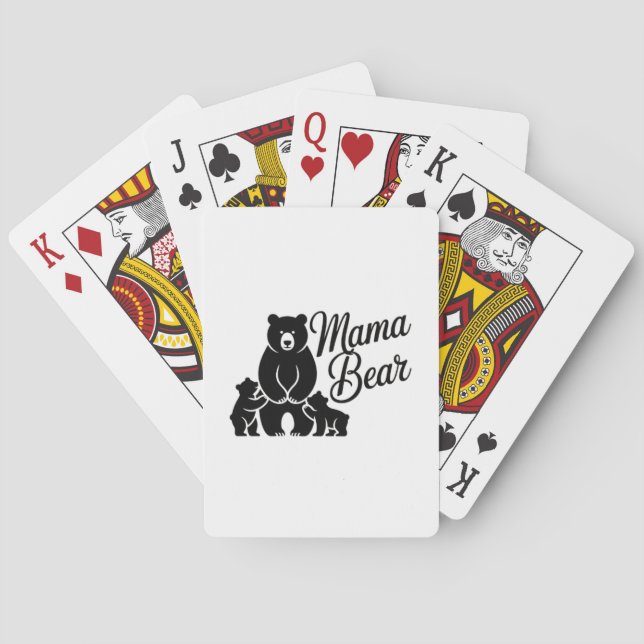 Mama Bear with Cubs Cute Family Bear Poker Cards (Back)