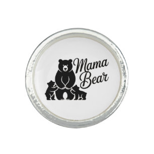 Mama Bear with Cubs Cute Family Bear Ring