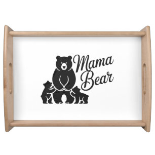 Mama Bear with Cubs Cute Family Bear Serving Tray
