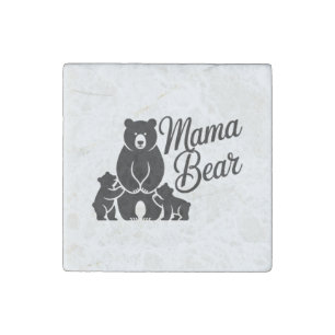 Mama Bear with Cubs Cute Family Bear Stone Magnet
