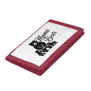 Mama Bear with Cubs Cute Family Bear Tri-fold Wallet