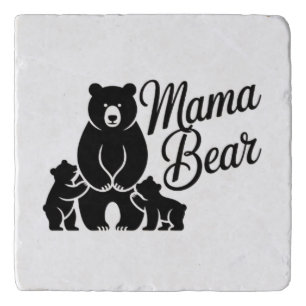 Mama Bear with Cubs Cute Family Bear Trivet
