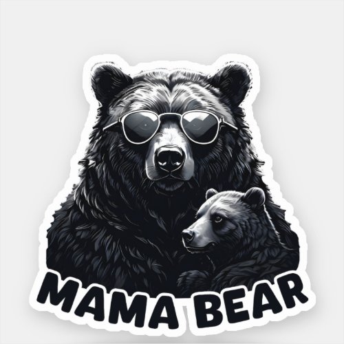 Mama Bear with Dark sunglass Sticker