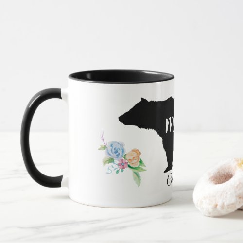 Mama Bear with Flowers and Name Mug