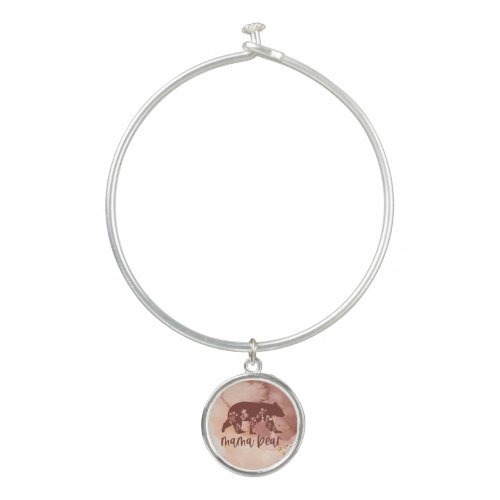 Mama Bear with Flowers Mothers Day Bangle Bracelet