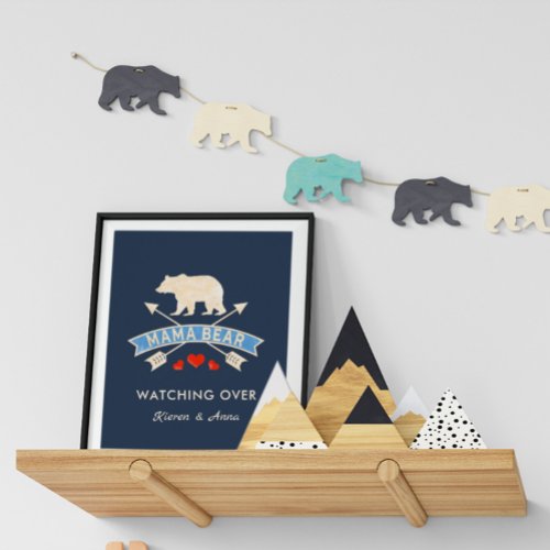 Mama Bear with Hearts and Childrens Names Poster