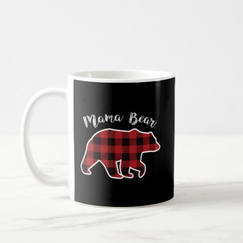 Mama Bear Women Red Plaid Christmas Pajama Family  Coffee Mug