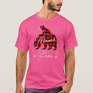 MAMA BEAR Women Red Plaid Christmas Pajama Family T-Shirt