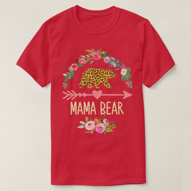 Mama Bear Xmas Family Christmas Pajama Leopard Mom T-Shirt (Design Front)