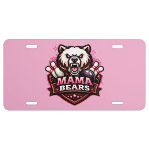 Mama Bears Bowling Team Logo License Plate