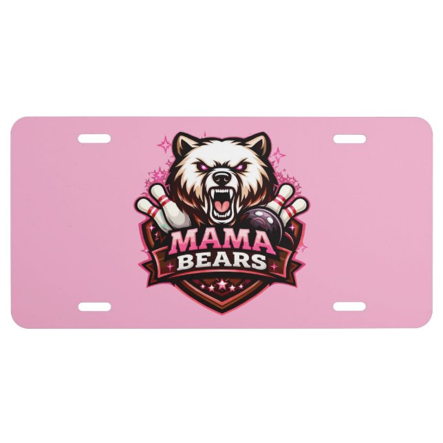 Mama Bears Bowling Team Logo License Plate (Front)