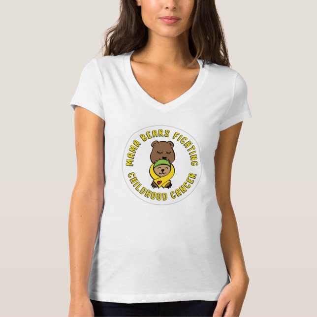 Mama Bears Fighting Childhood Cancer Women's Vee T-Shirt (Front)
