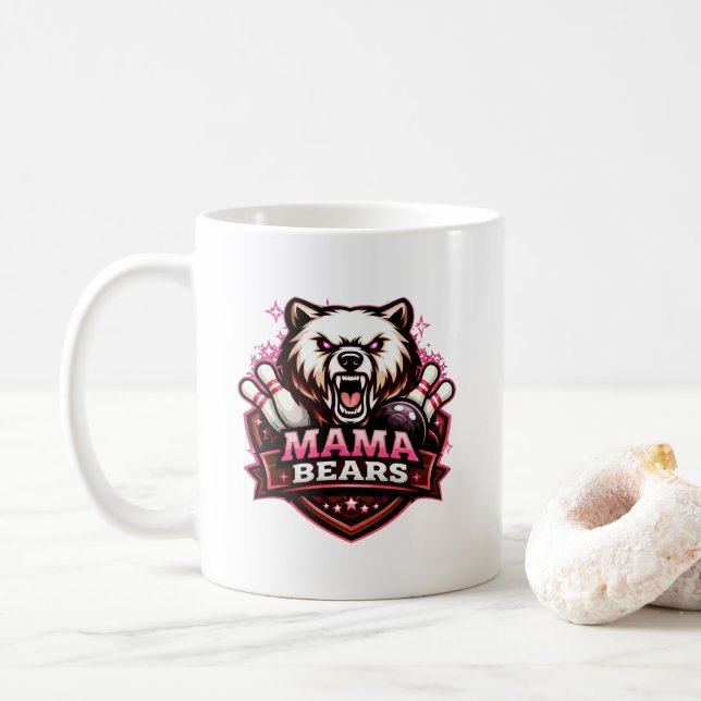 Mama Bears Women’s Bowling Team Logo Coffee Mug (With Donut)