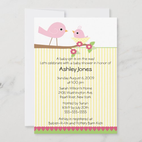 Mama Bird &amp; Baby Baby Shower Personalized Invitations