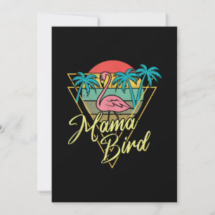 Mama Bird Flamingo Sunset Palm Tree Beach 80s Thank You Card