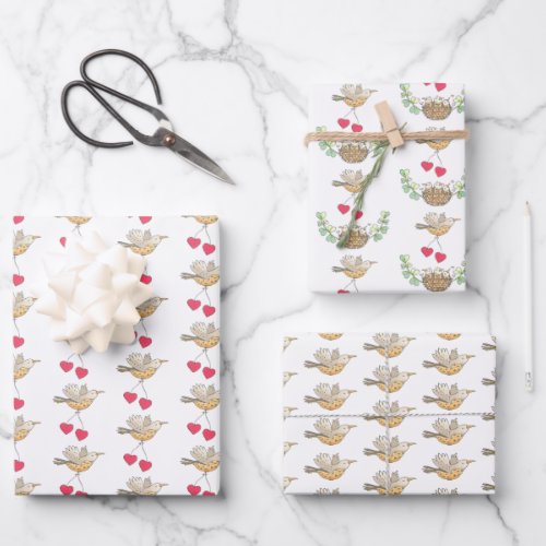 Mama Bird Flying over Nest of Baby Chicks Shower Wrapping Paper Sheets