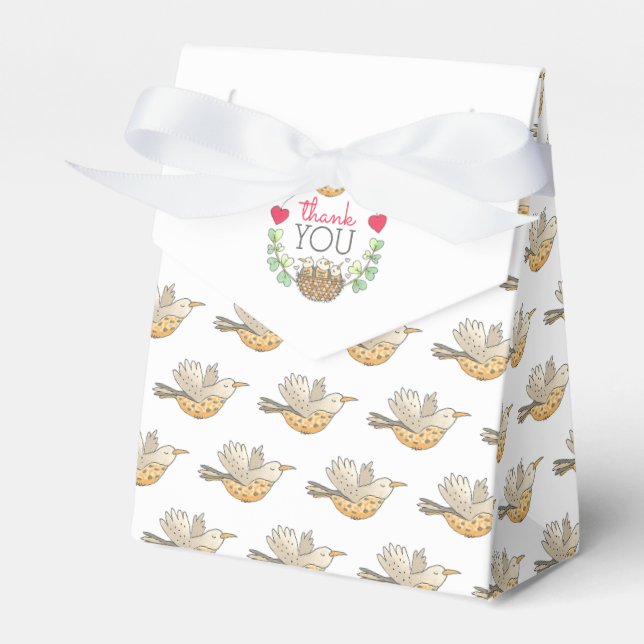 Mama Bird Flying Thank You Favor Boxes (Front Side)