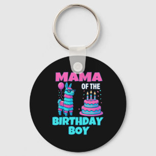 Mama Birthday Boy Llama Pinata Party Family Mathin Keychain