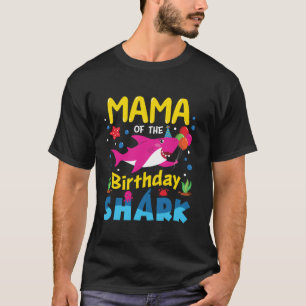 Mama Birthday Kids Shark Mom Party Matching Family T-Shirt